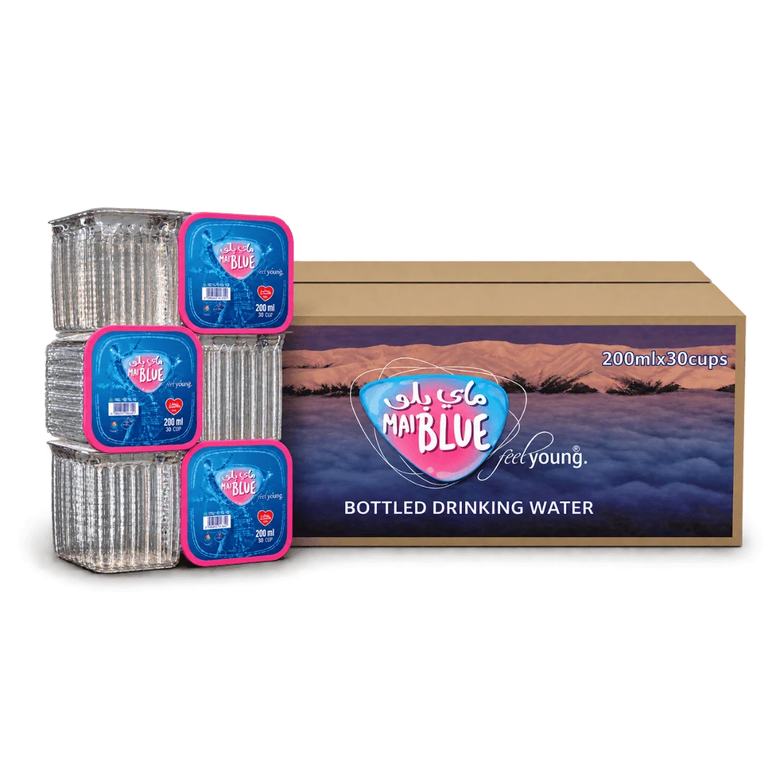 Mai Blue Drinking Water Cups 200ml — Pack of 30