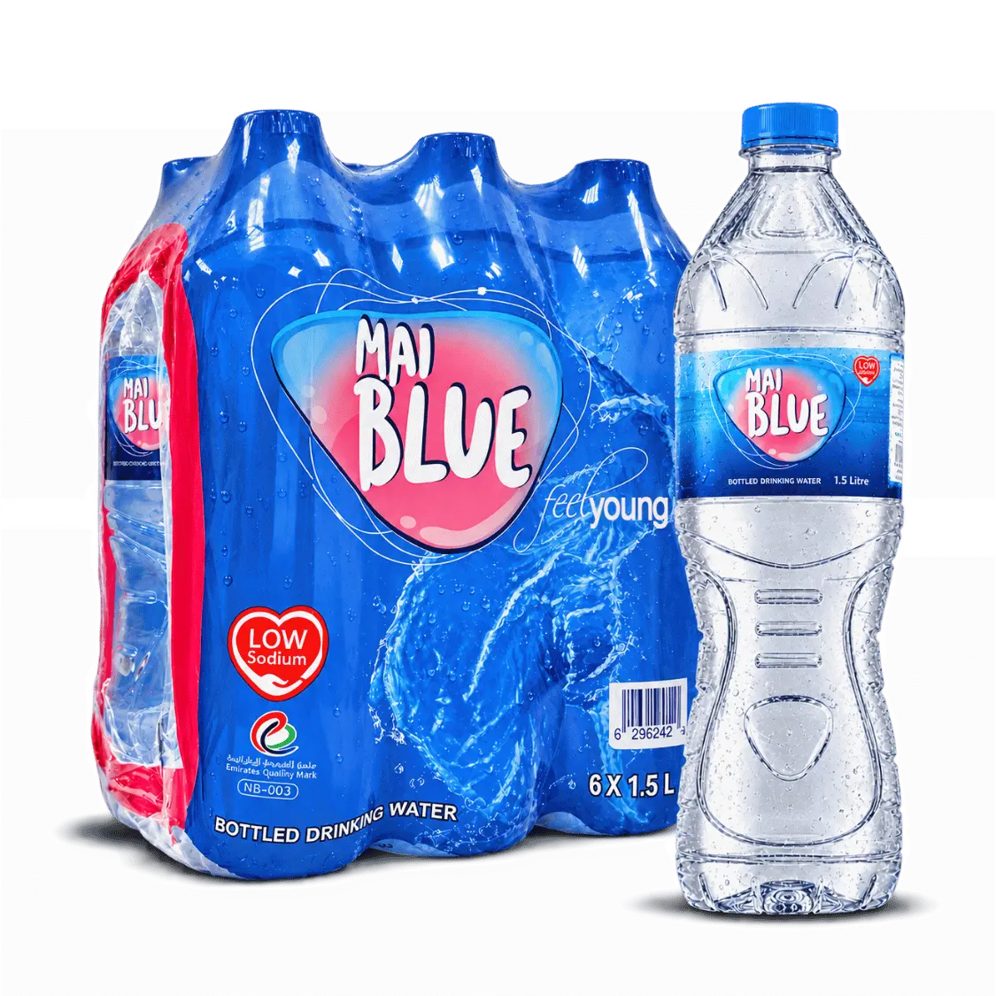 Mai Blue Drinking Water Bottles 1.5L — Pack of 6